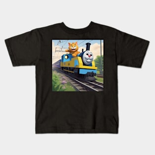 Cat Wanting To Be A Train Kids T-Shirt